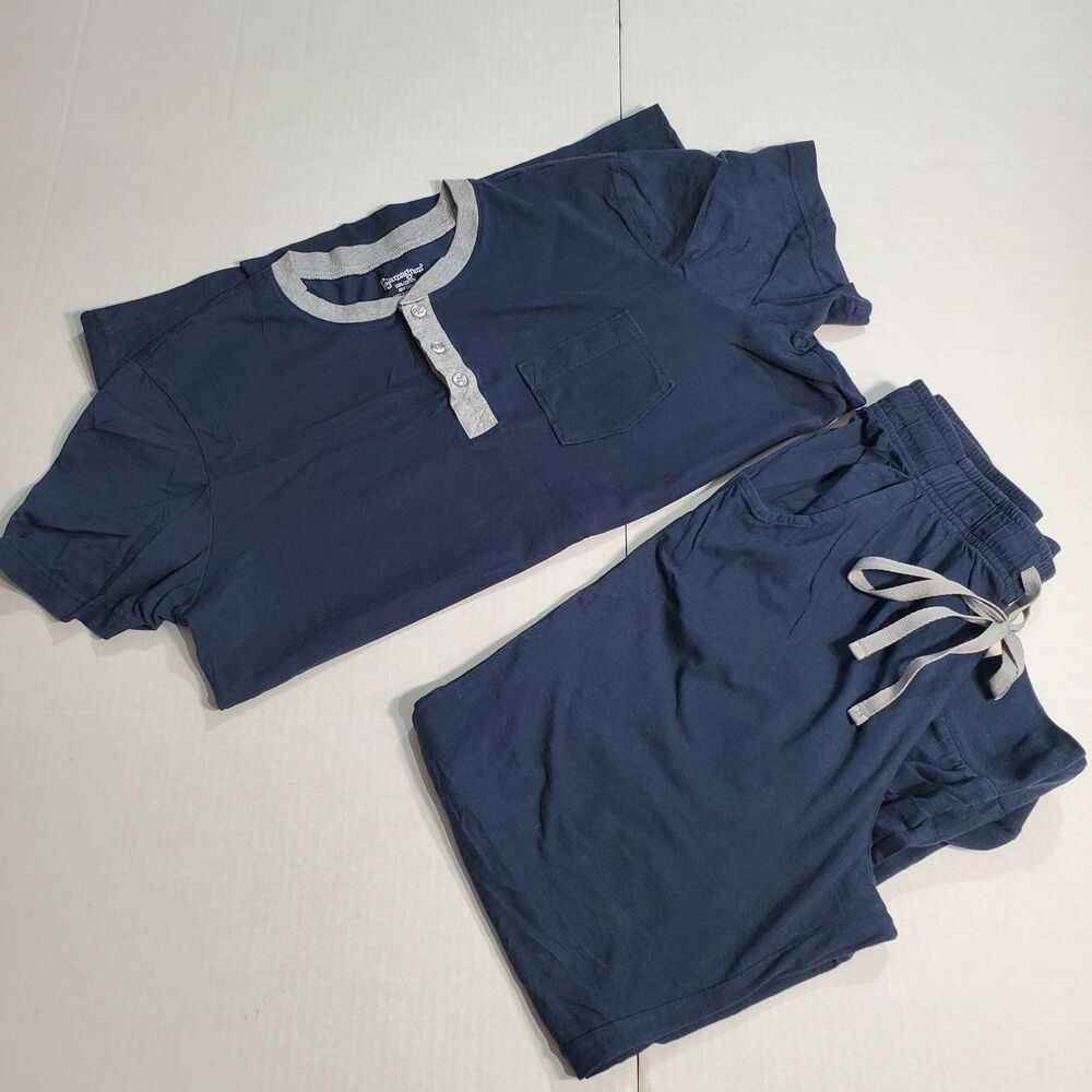 PAJAMAGRAM. Men Pajama Set, Ringer Tee With Blue‎ Jogger pant pj-men. size MD.